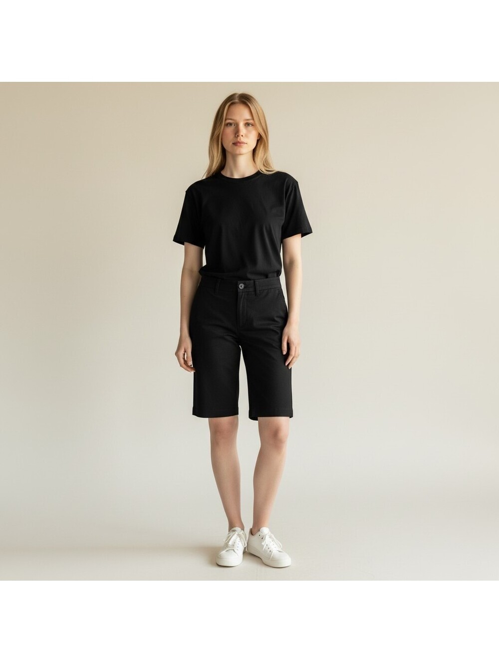 Talbots Shorts Women 2P Petite Black Bermuda Mid Rise Flat Front Cotton Pockets